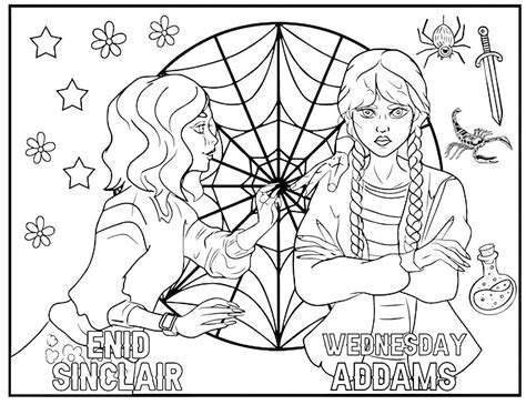 ausmalbilder wednesday addams|Wednesday Coloring Page